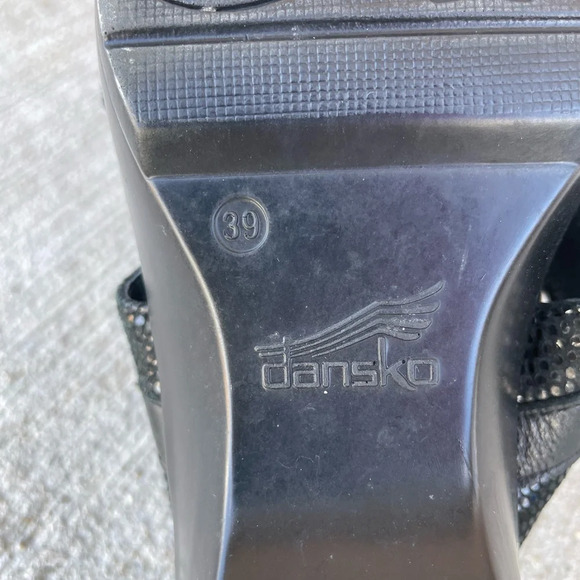 Dansko Sophie Slide Sandal Womens 39 Comfort Wedge Clog Black Leather Sparkle - Picture 7 of 7